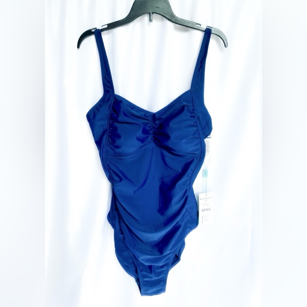 Heat Swimwear Missy Ruched Front Panel Side One Piece Color Navy Small N…